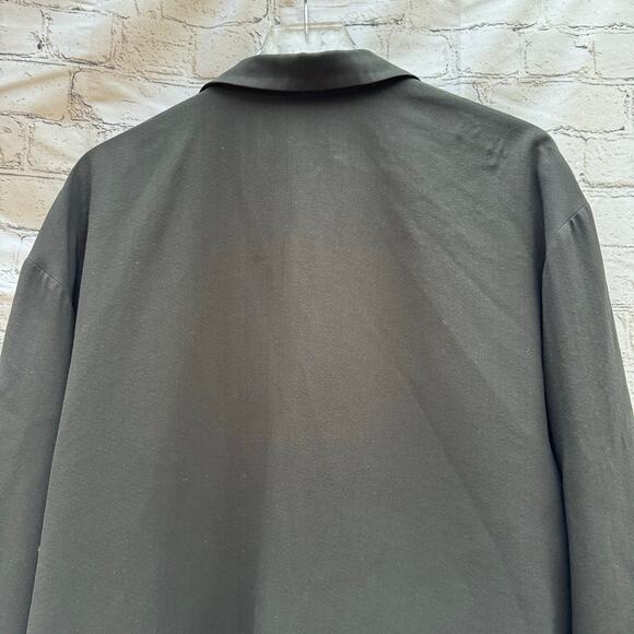 Eileen Fisher Jacket Long Black 100% Silk Open Front 3/4 Sleeve Classic Preppy M - Picture 5 of 10